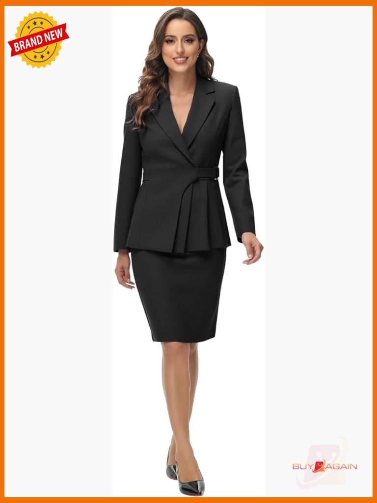 2 Piece Skirt Set Asymmetric Blazer Midi Skirt Business Casual Office Wear Xl